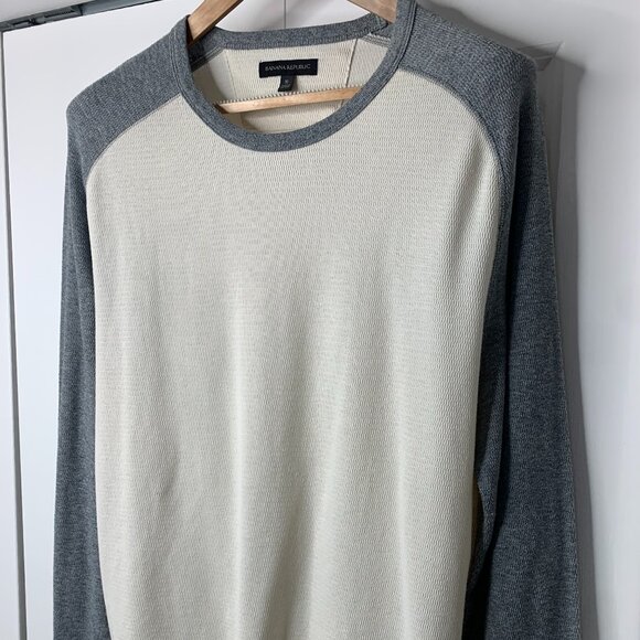 Banana Republic Men’s XL Cream & Grey Long Sleeve Sweatshirt – Cotton/Poly Blend - Picture 6 of 13